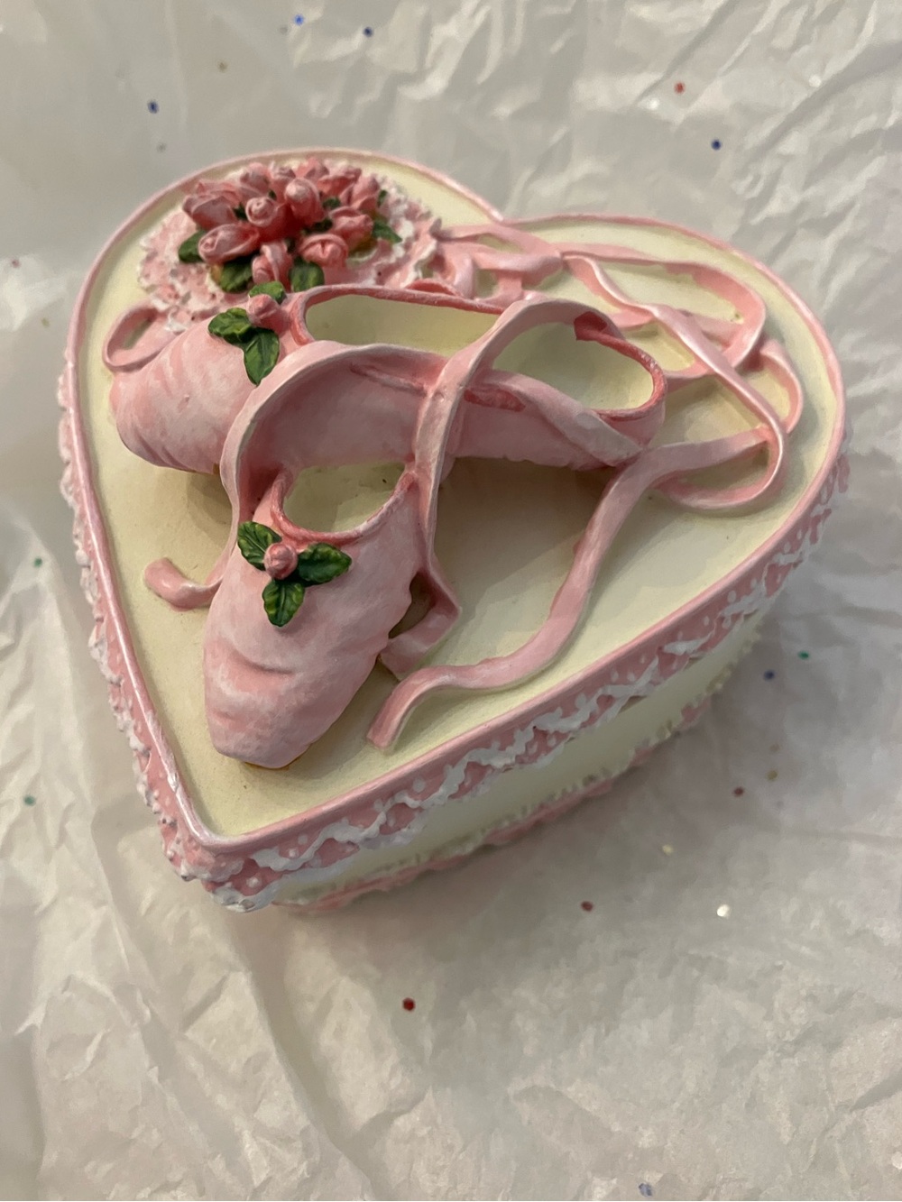 Pink Ballerina Heart Trinket Box